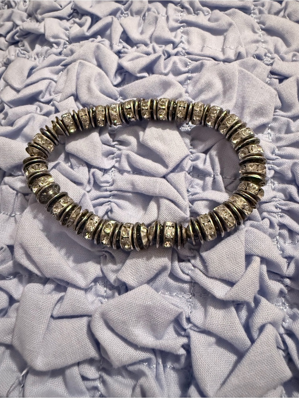 Rhinestone Hematite Stretch Bracelet - Silver Sparkle